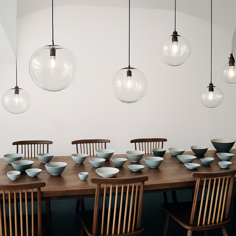 Suspension design boule en verre (noir ou rose gold)