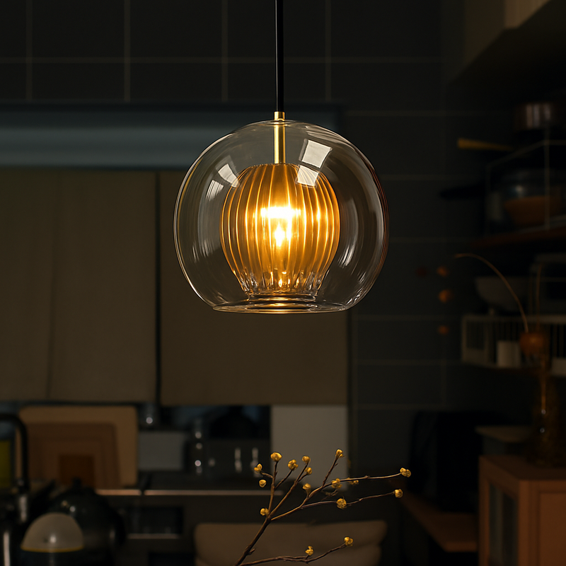 Suspension design boule nordique moderne en verre créative