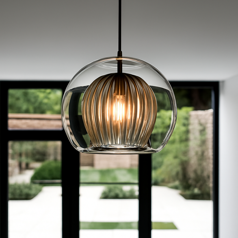 Suspension design boule nordique moderne en verre créative