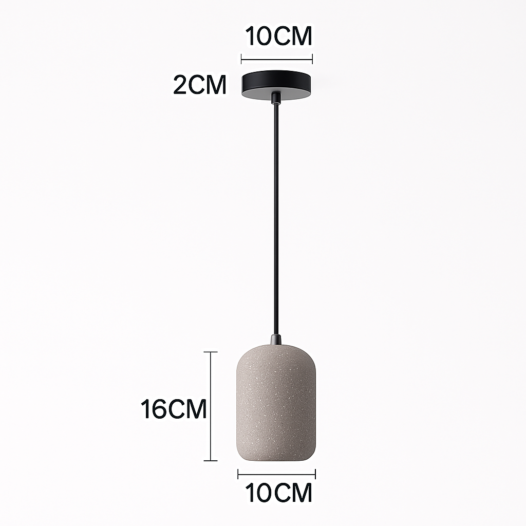 Suspension design cylindrique en ciment façon terrazzo LED - vue 8 sur 10