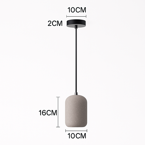 Suspension design cylindrique en ciment façon terrazzo LED