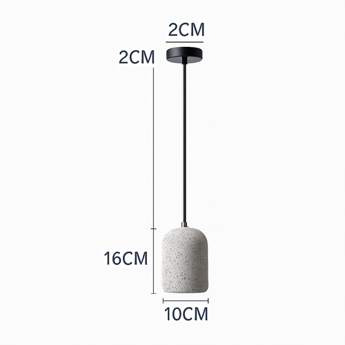 Suspension design cylindrique en ciment façon terrazzo LED