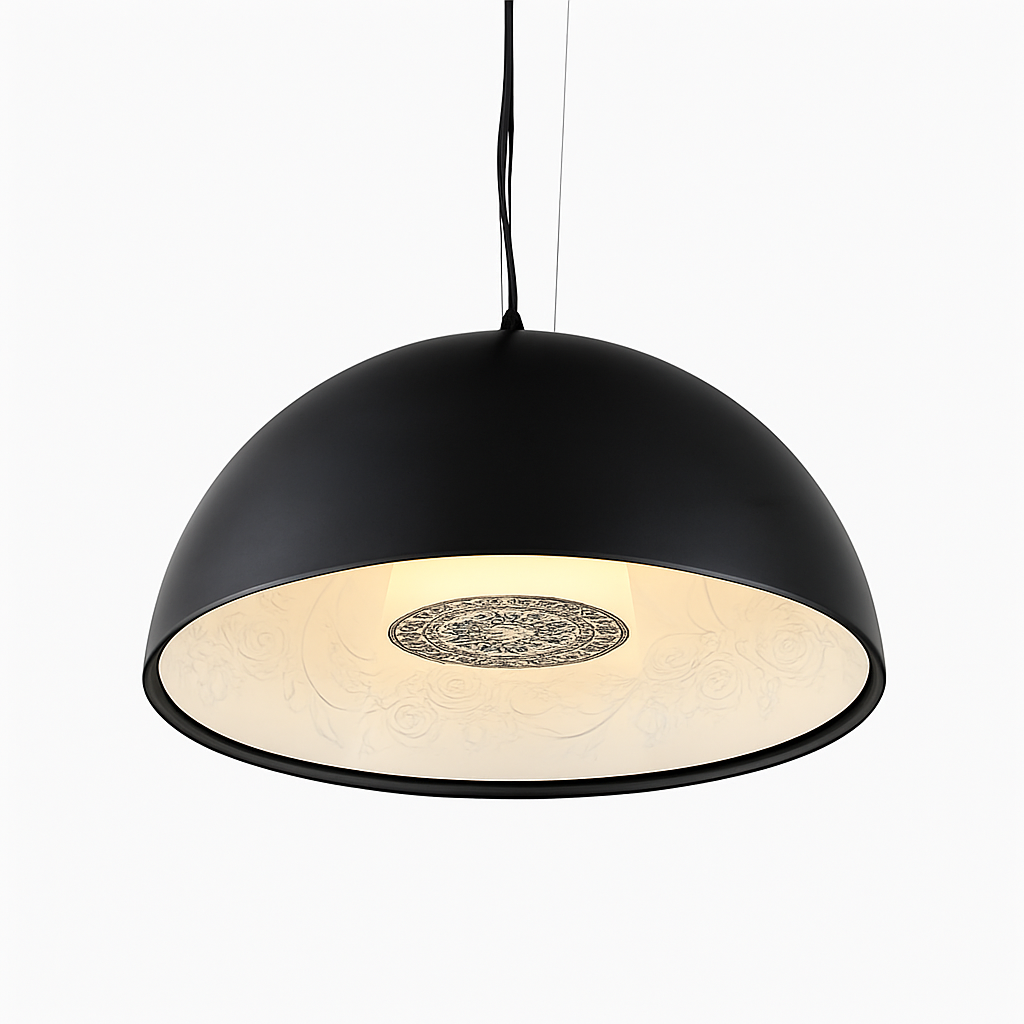 Suspension design demi sphère avec gravure fleurie intérieur - vue 4 sur 7