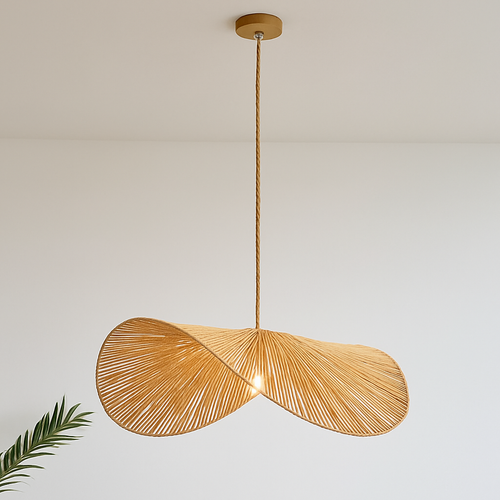 Design-Pendelleuchte aus handgeflochtenem Bambus