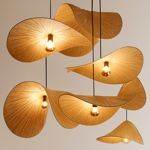 Design-Pendelleuchte aus handgeflochtenem Bambus - vue 2 sur 5