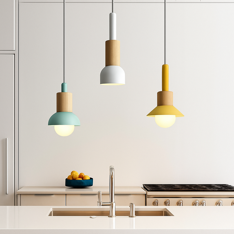 Suspension design en bois et métal de différentes formes Window