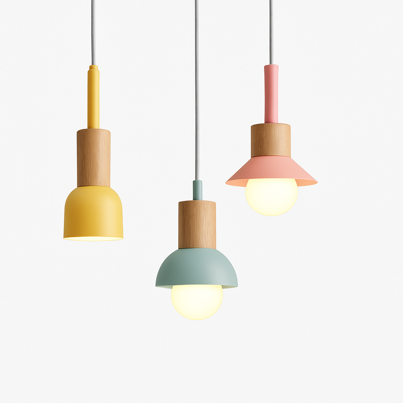 Suspension design en bois et métal de différentes formes Window