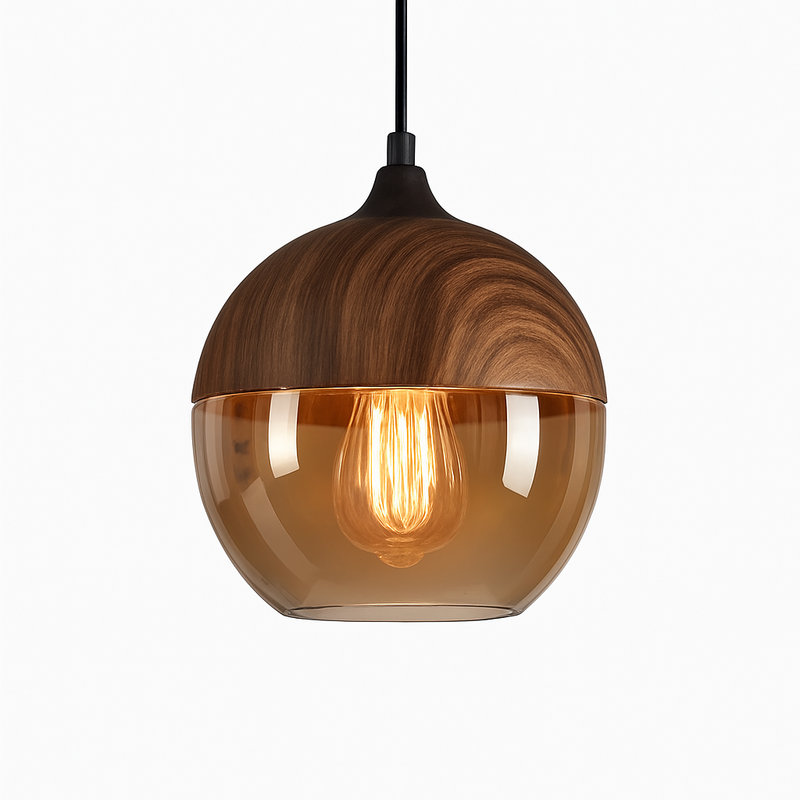 Suspension design en bois et verre Loft Retro