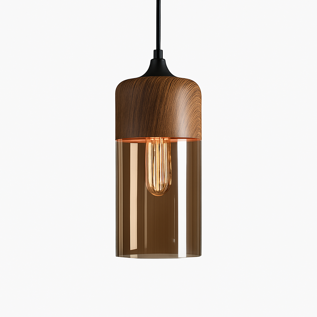 Suspension design en bois et verre Loft Retro - vue 8 sur 13