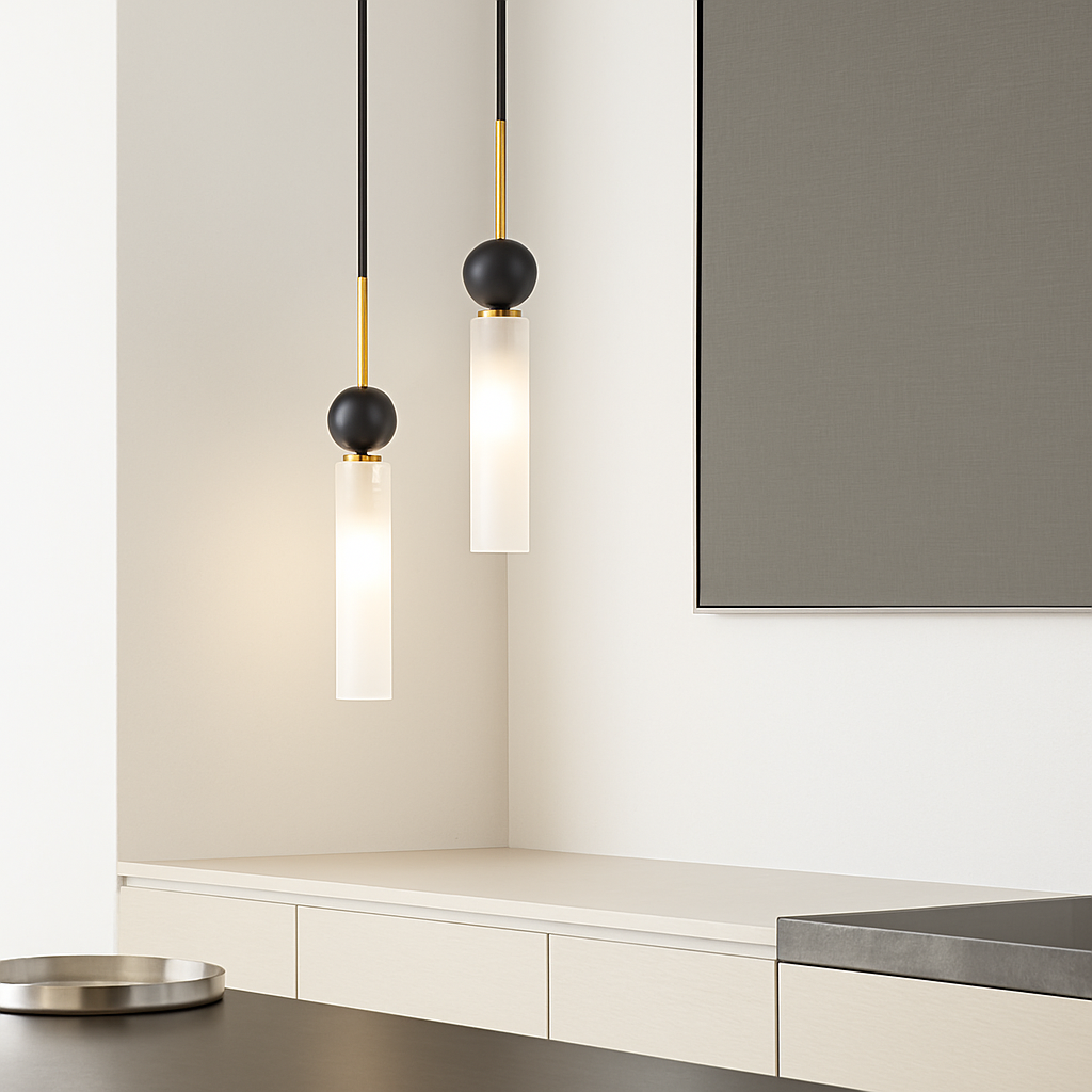 Suspension design en marbre naturel et cuivre cordon réglable