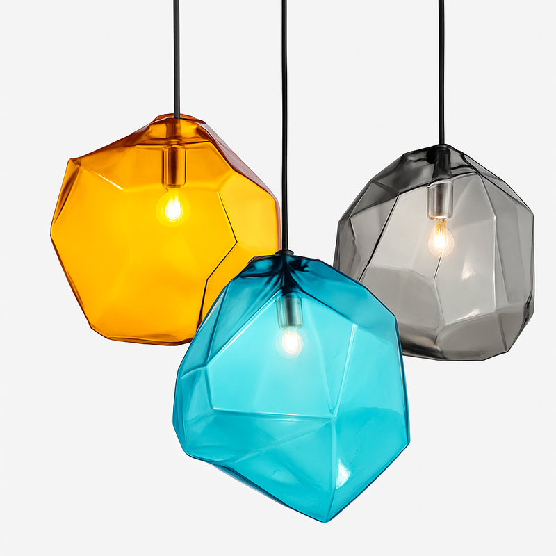 Suspension design en verre géométrique de couleurs