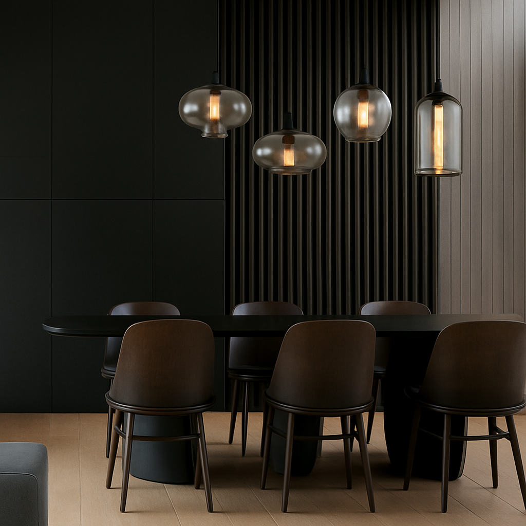 Suspension design LED aux formes arrondies en verre avec ampoule industrielle - vue 5 sur 9