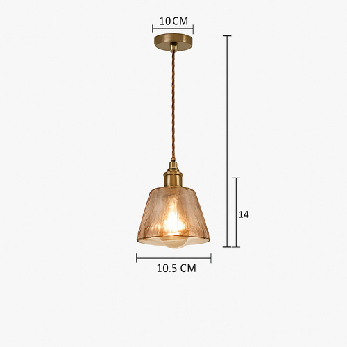 Suspension design à LED avec abat-jour en verre ambré Rétro