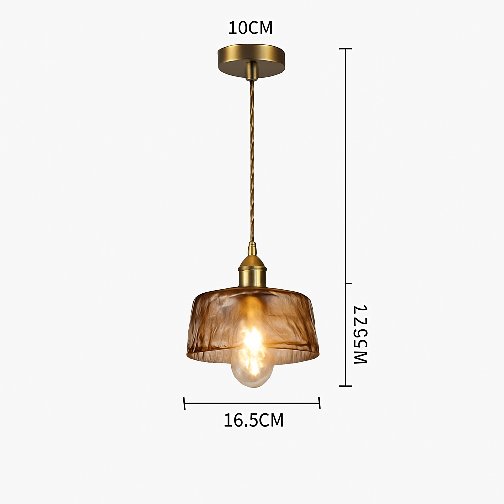 Suspension design à LED avec abat-jour en verre ambré Rétro - vue 13 sur 15