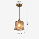 Suspension design à LED avec abat-jour en verre ambré Rétro