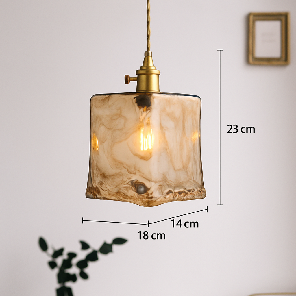 Suspension design à LED avec abat-jour en verre ambré Rétro - vue 8 sur 15