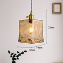 Suspension design à LED avec abat-jour en verre ambré Rétro