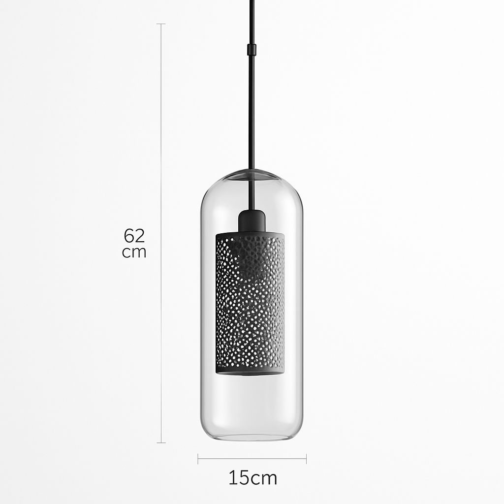 Suspension design LED avec abat-jour industriel et boule en verre Loft - vue 16 sur 19