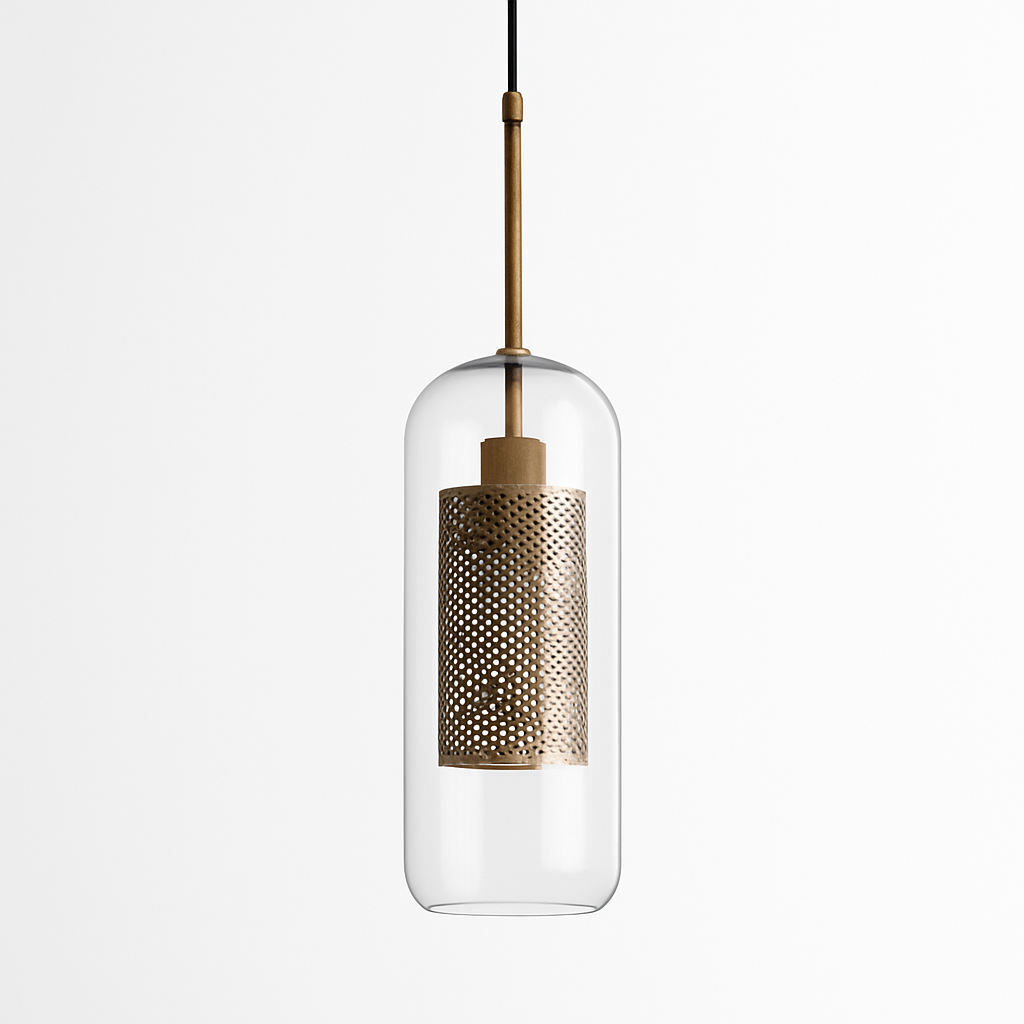 Suspension design LED avec abat-jour industriel et boule en verre Loft - vue 10 sur 19