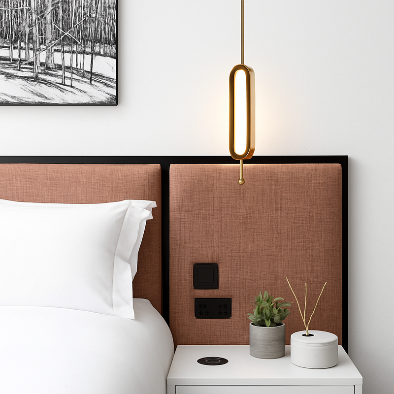 Suspension design LED avec double base dorée arrondie style Luxury