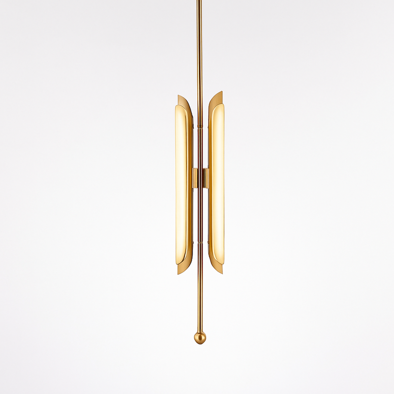 Suspension design LED avec double base dorée arrondie style Luxury