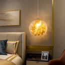 Suspension design LED boule en verre avec feuilles chromées intérieur