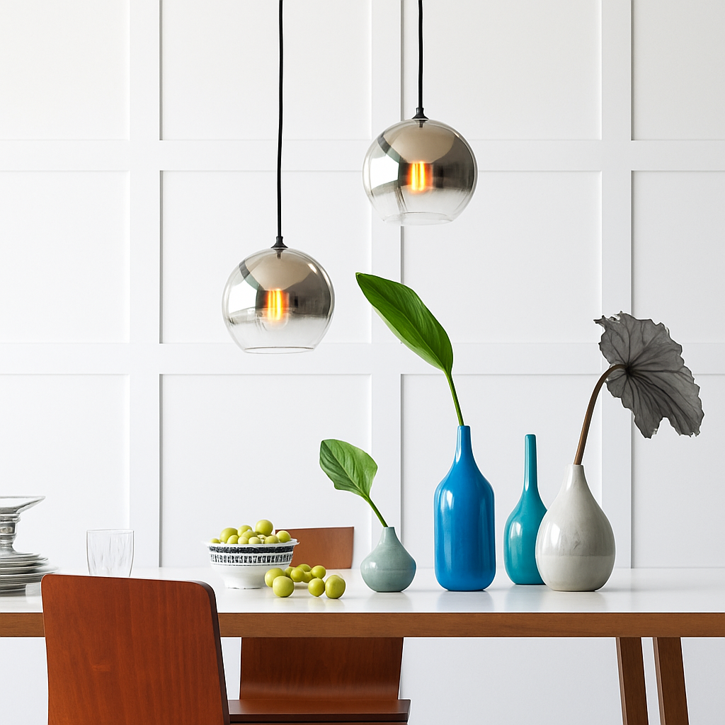 Suspension design LED en boule de verre Loft - vue 3 sur 4