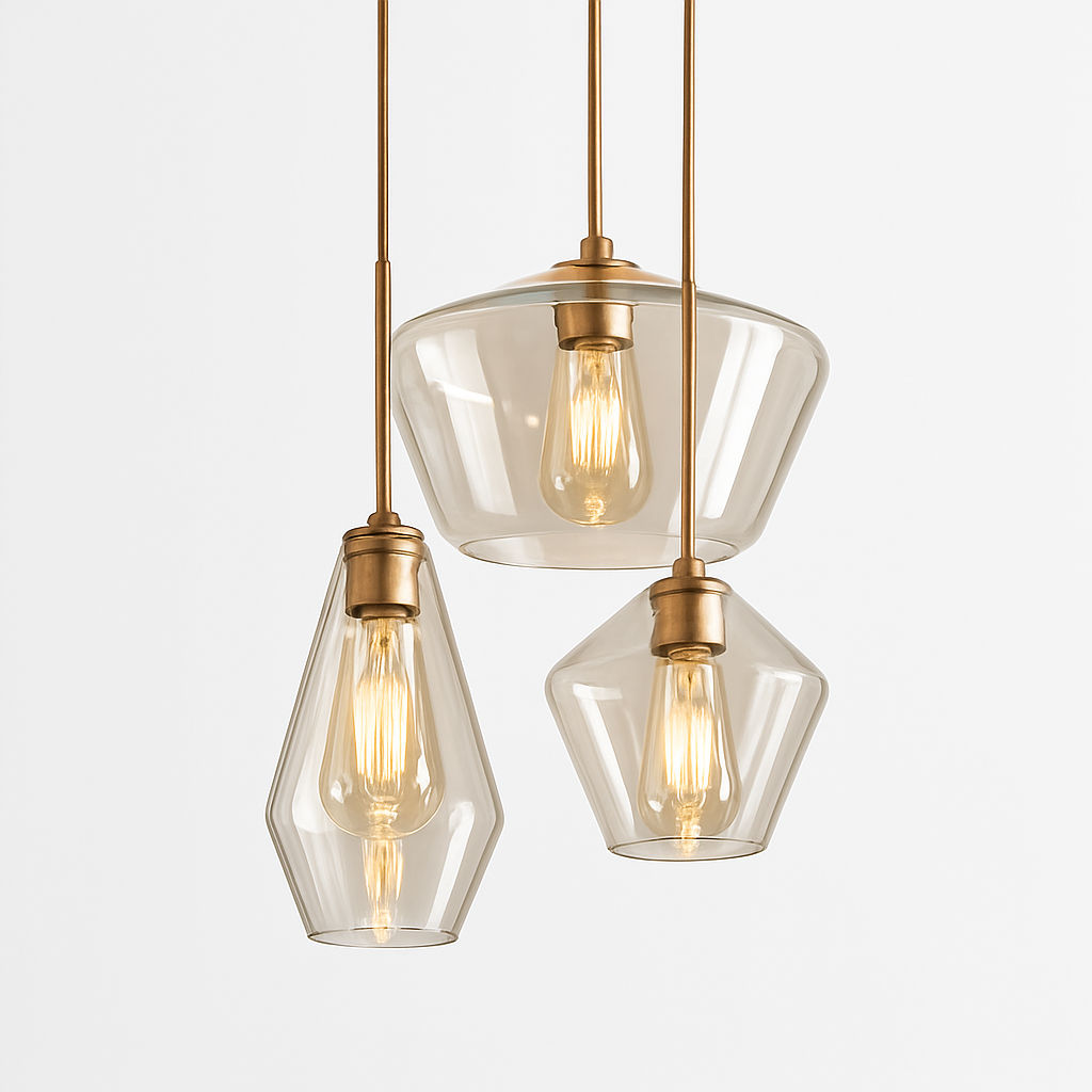 Suspension design à LED en métal et verre de plusieurs formes - vue 7 sur 13