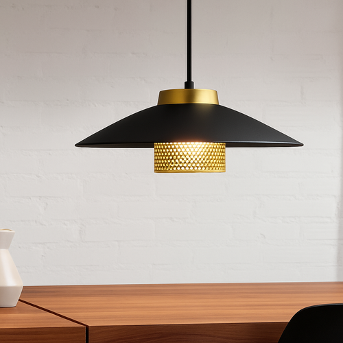 Suspension design LED en métal noir et doré Bar