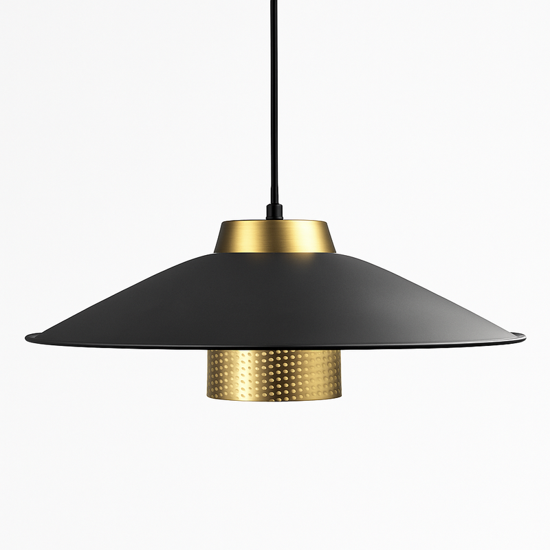 Suspension design LED en métal noir et doré Bar