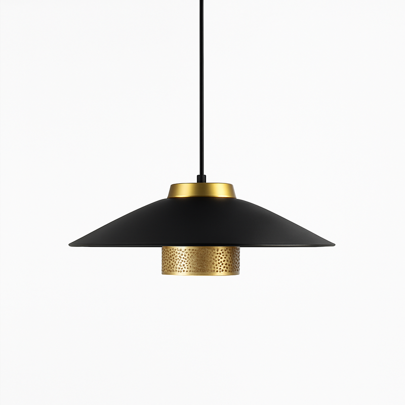 Suspension design LED en métal noir et doré Bar