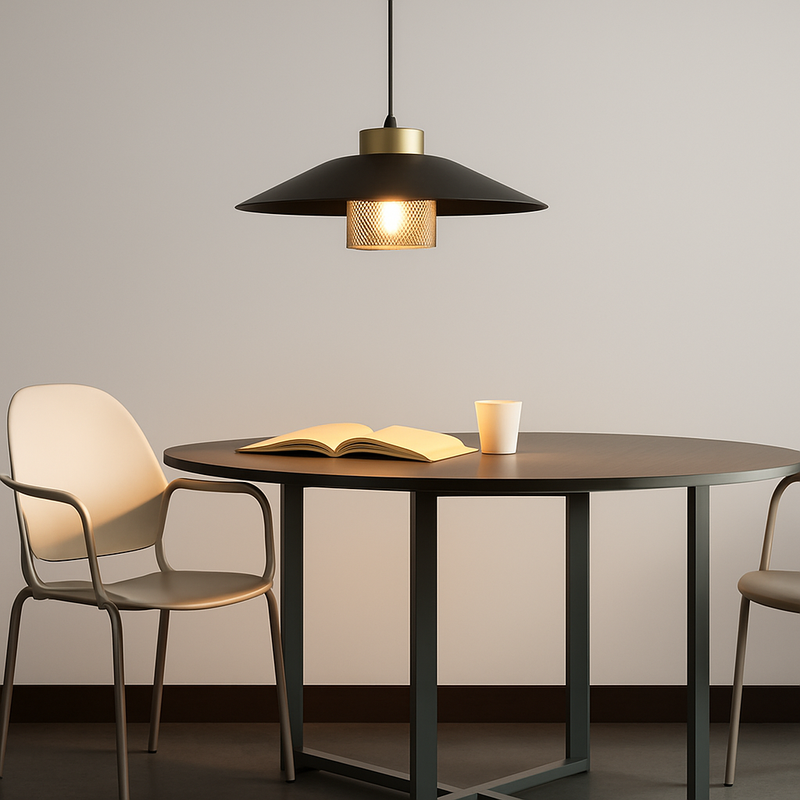 Suspension design LED en métal noir et doré Bar