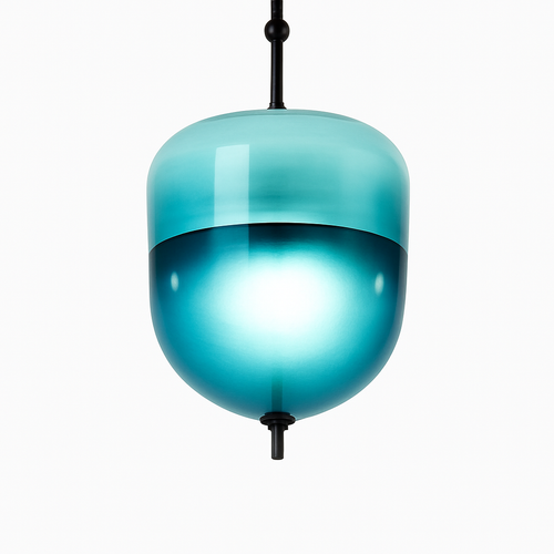 Suspension design LED en verre bleu de plusieurs formes