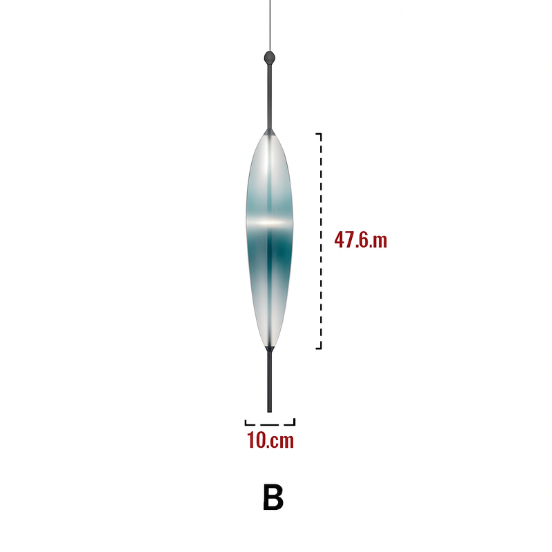 Suspension design LED en verre bleu de plusieurs formes