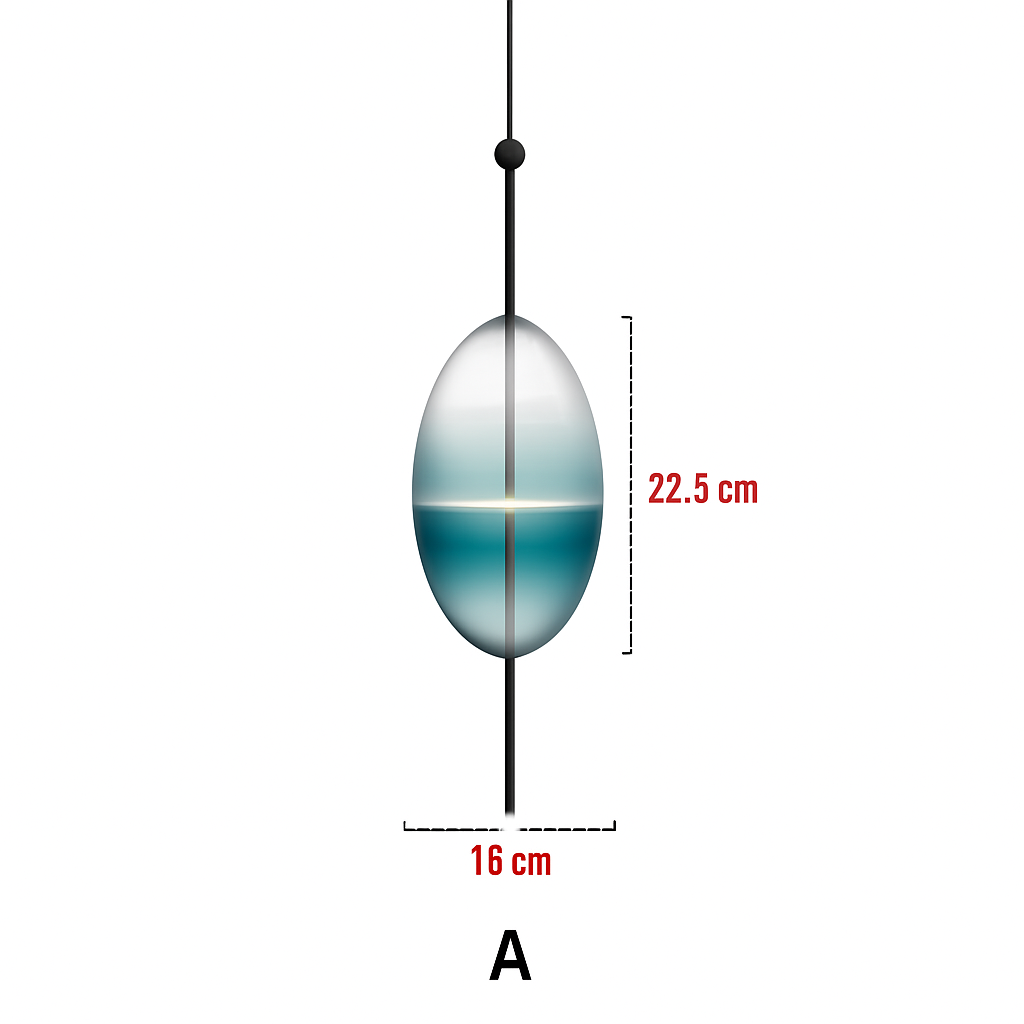 Suspension design LED en verre bleu de plusieurs formes - vue 9 sur 15