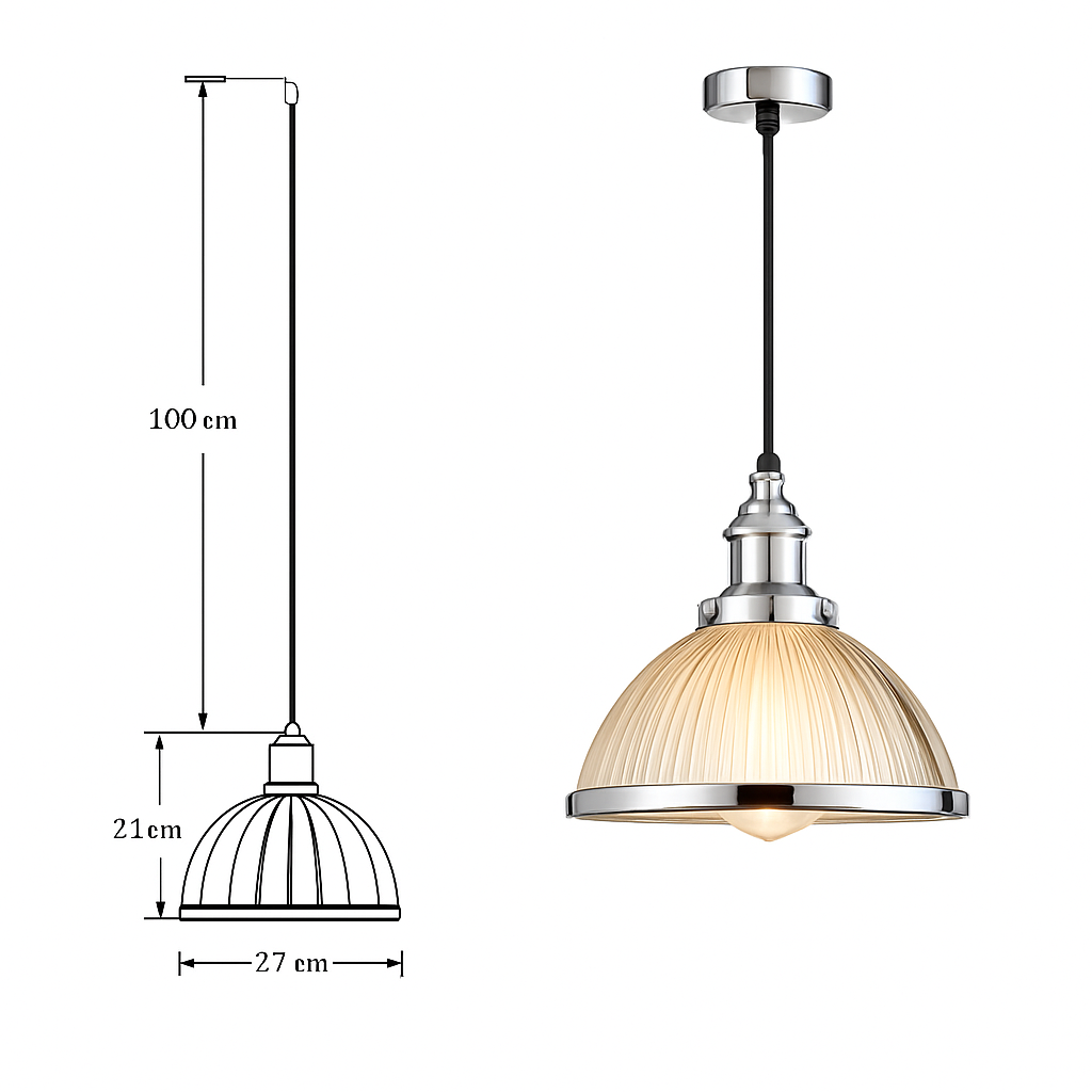 Suspension design LED en verre style Loft industriel - vue 6 sur 6