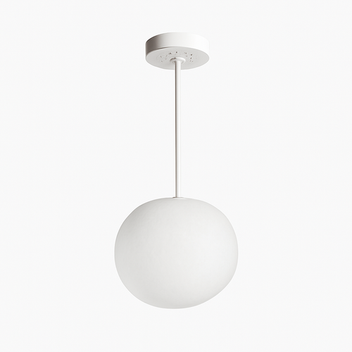 Suspension design LED forme ovale en verre blanc