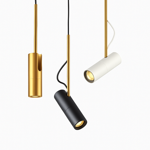 Suspension design spot orientable et tige dorée