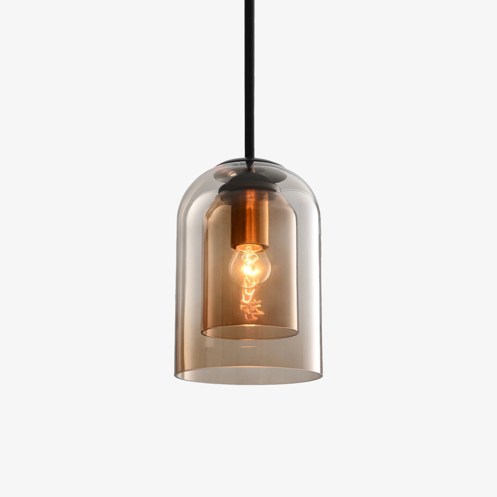 Suspension design tube arrondi double verre fumé - vue 9 sur 9