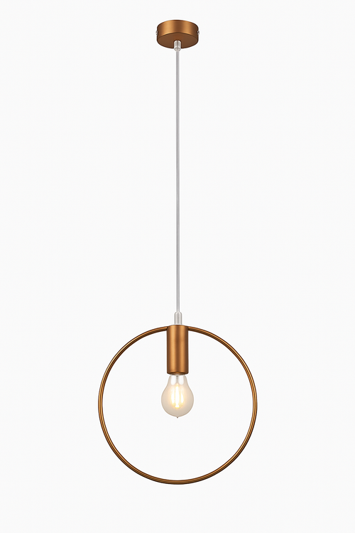 Suspension dorée à LED en forme de rond