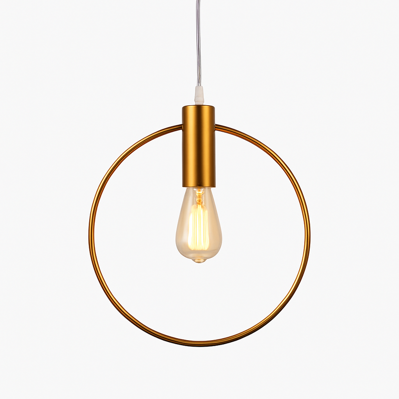 Suspension dorée à LED en forme de rond