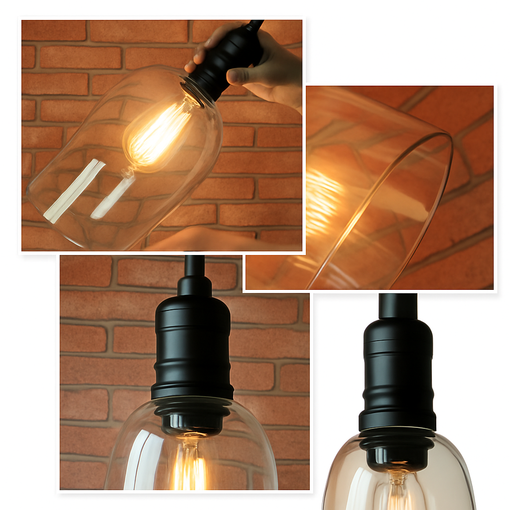 suspension Edison Vintage abat-jour en verre dans rétro Style Loft industriel suspension éclairage Lampara Colgante De Techo - vue 4 sur 5
