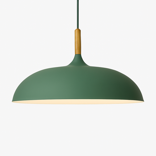 Suspension en aluminium de couleur et tige en bois Wood