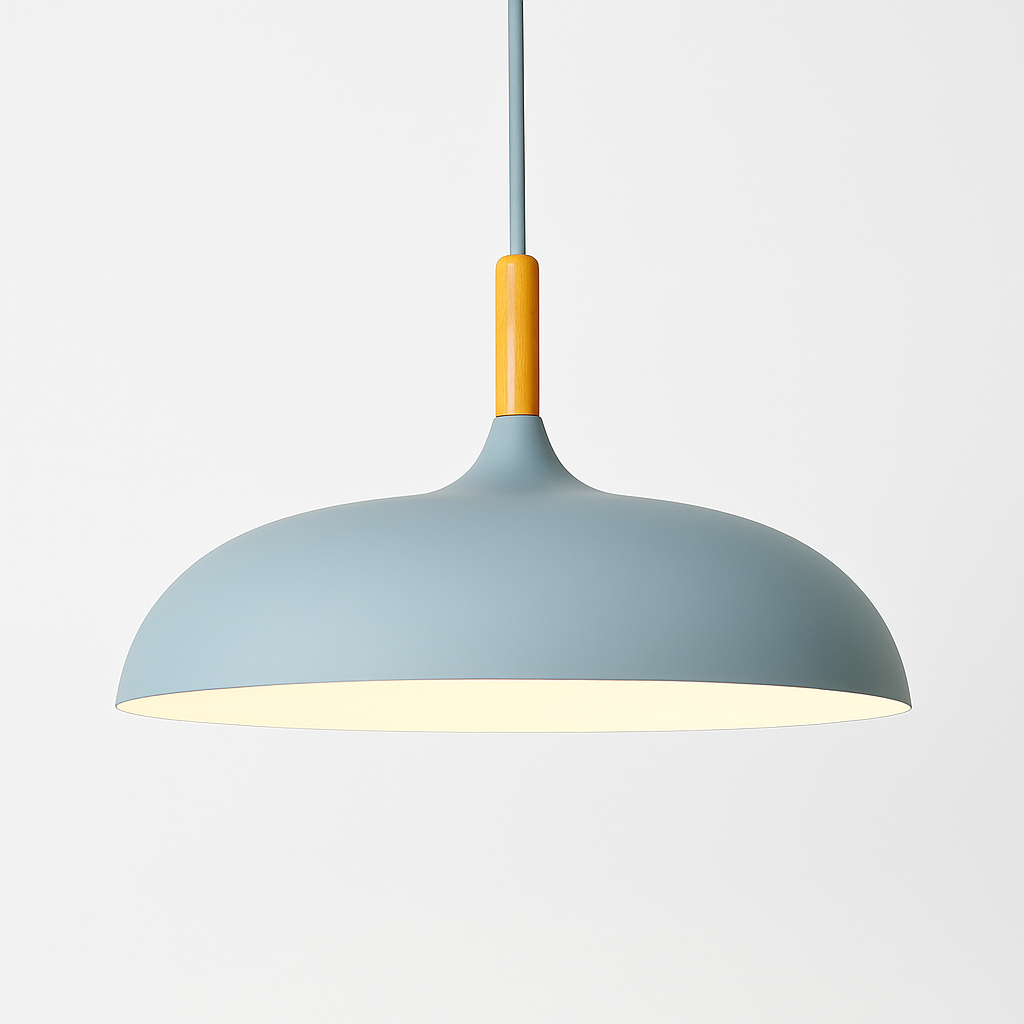Suspension en aluminium de couleur et tige en bois Wood - vue 9 sur 13
