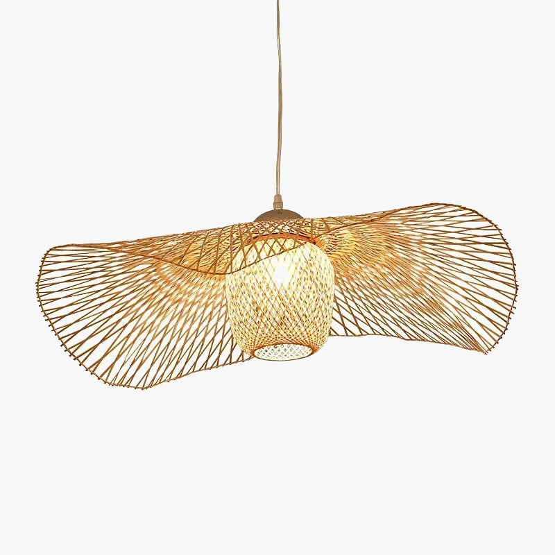 Suspension en bambou de style japonais lampe de plafond créative pour salle à manger lustre de restaurant E27 Luminaire à Suspension