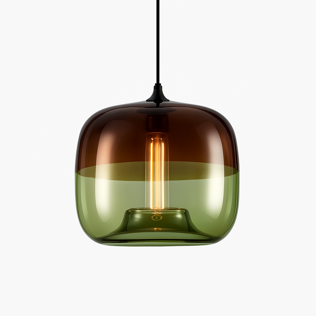 Suspension en verre coloré design à LED Apple - vue 4 sur 5