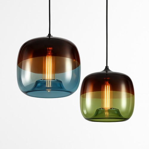 Suspension en verre coloré design à LED Apple