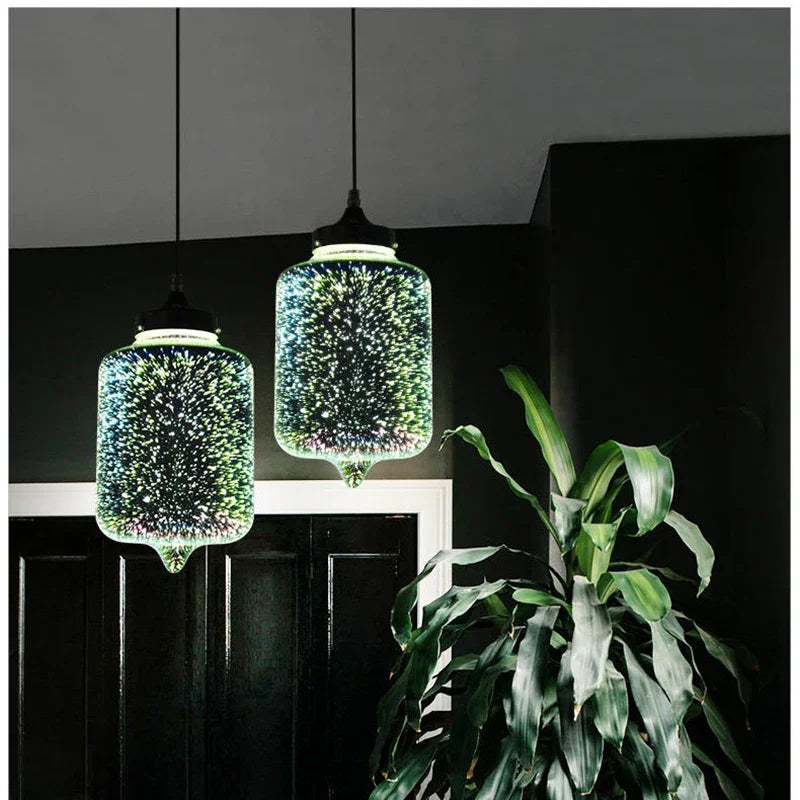 suspension en verre coloré pour décoration moderne et festive