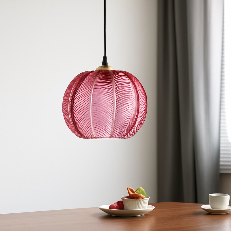 Suspension en verre moderne à motif de feuilles vertes