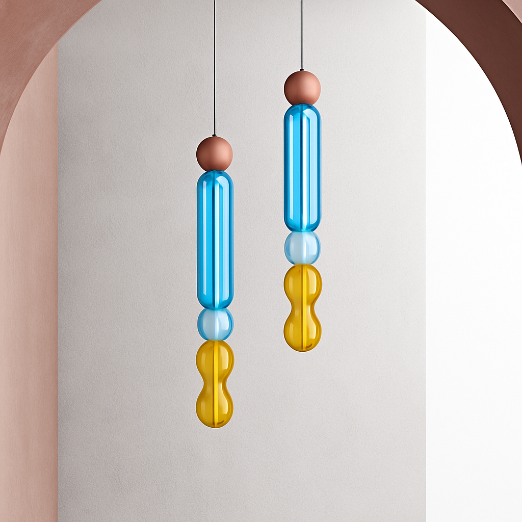 Suspension en verre scandinave Abat-jour coloré minimal chevet petite lumière suspendue chambre design éclairage de salle à manger - vue 5 sur 21
